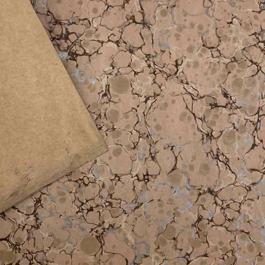 Hand Marbled Paper Stone Marble Pattern in Tans and Silver ~ Berretti Marbled Arts